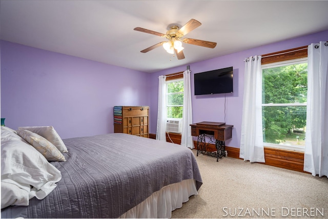 409 W Bridge St, Lyons, MI 48851 - bedroom featuring light carpet, a ceiling fan, and cooling unit