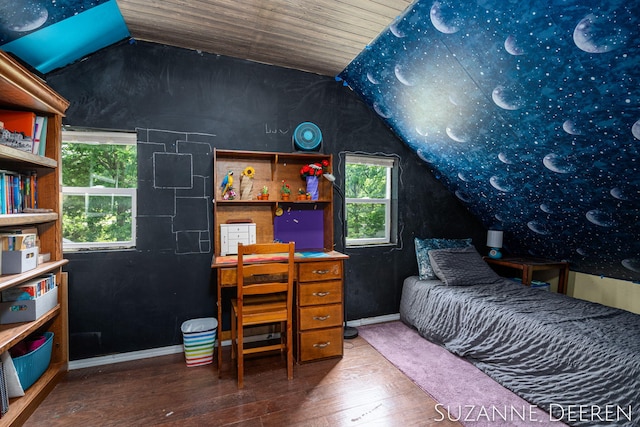 409 W Bridge St, Lyons, MI 48851 - bedroom with vaulted ceiling and hardwood / wood-style flooring