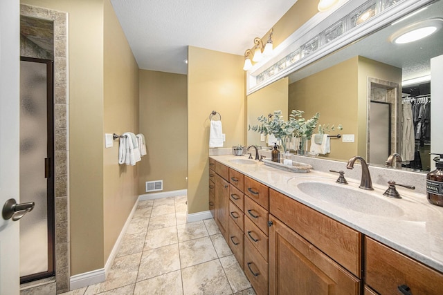 117 High View Ct, Brooklyn, MI 49230 - bathroom featuring double vanity, a stall shower, and a walk in closet