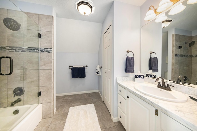 117 High View Ct, Brooklyn, MI 49230 - bathroom with a tile shower, vanity, a tub, and tile patterned floors