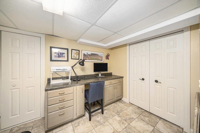 117 High View Ct, Brooklyn, MI 49230 - office area with a drop ceiling and built in desk