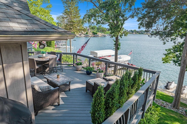 117 High View Ct, Brooklyn, MI 49230 - deck featuring a water view and a dock