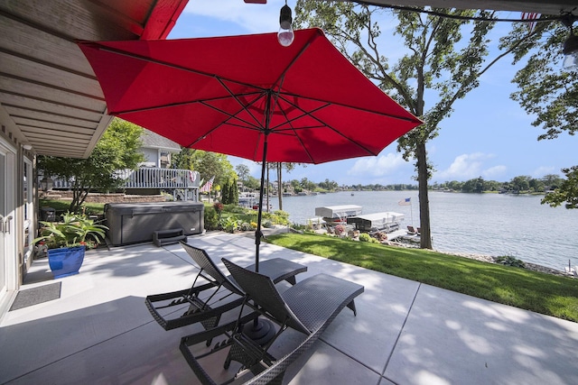 117 High View Ct, Brooklyn, MI 49230 - view of patio featuring a water view and a boat dock
