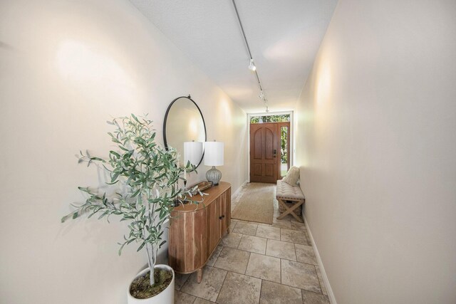 117 High View Ct, Brooklyn, MI 49230 - hall featuring rail lighting and stone tile flooring