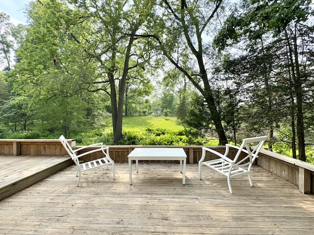 2277 W Huron River Dr, Ann Arbor, MI 48103 - wooden terrace with view of scattered trees