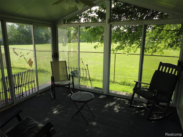 453 Glencoe Dr, Temperance, MI 48182 - sunroom with vaulted ceiling and ceiling fan