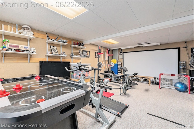 417 James Cir, Royal Oak, MI 48067 - workout room featuring a drop ceiling
