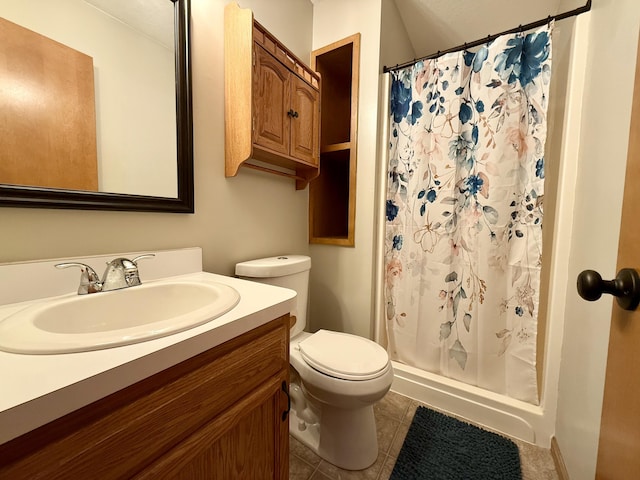 8021 Mclain Ave, Lambertville, MI 48144 - bathroom with vanity, tile patterned floors, and a shower with curtain