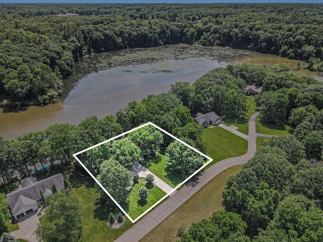3314 Westview Ct, Allegan, MI 49010 - aerial overview of property's location featuring a large body of water and property parcel outlined