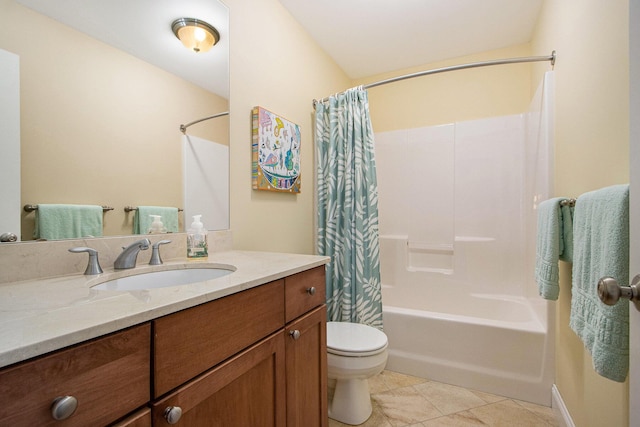 3314 Westview Ct, Allegan, MI 49010 - full bathroom featuring vanity, shower / tub combo with curtain, and tile patterned floors