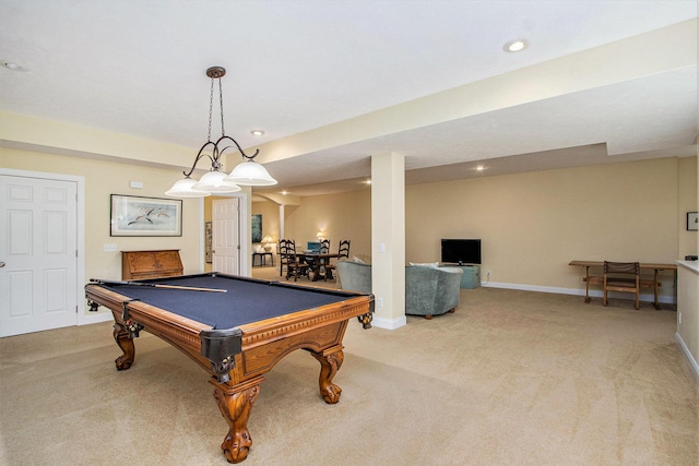 3314 Westview Ct, Allegan, MI 49010 - rec room with light carpet, billiards, and recessed lighting