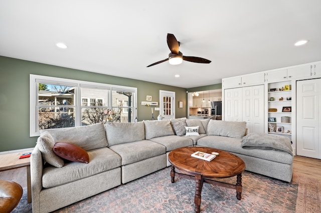 1908 Niles Ave, Saint Joseph, MI 49085 - living area with wood finished floors, a ceiling fan, and recessed lighting