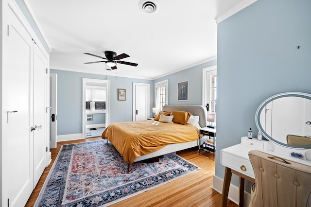 1908 Niles Ave, Saint Joseph, MI 49085 - bedroom featuring wood finished floors, crown molding, and ceiling fan