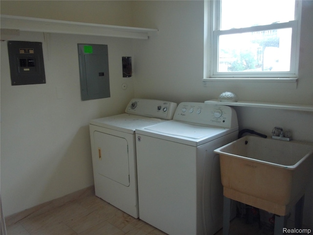 38014 Mallast St, Harrison Township, MI 48045 - washroom with electric panel and washer and dryer