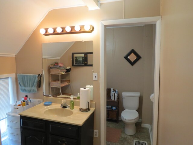 1513 Joy Ave, Jackson, MI 49203 - bathroom featuring vaulted ceiling and vanity