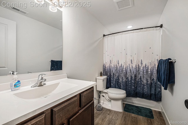 1013 Lancaster St, Lapeer, MI 48446 - bathroom featuring wood finished floors, vanity, and a shower with shower curtain