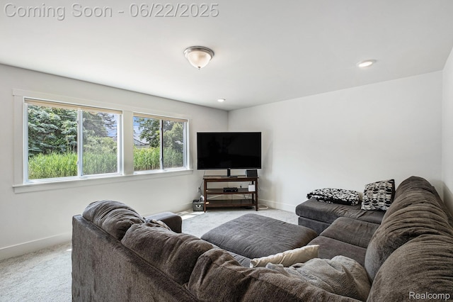 1013 Lancaster St, Lapeer, MI 48446 - carpeted living area featuring baseboards and recessed lighting