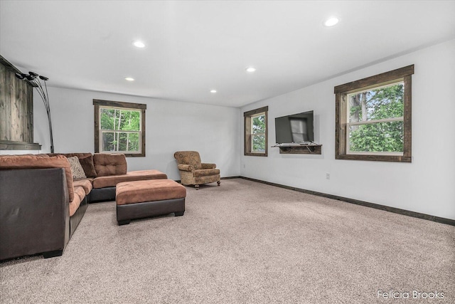 2539 Daisy Ln, Middleville, MI 49333 - carpeted living area featuring recessed lighting and baseboards