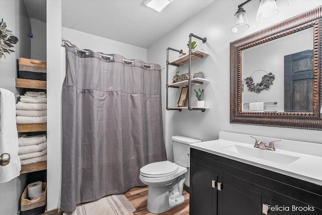 2539 Daisy Ln, Middleville, MI 49333 - bathroom with wood finished floors, vanity, and curtained shower