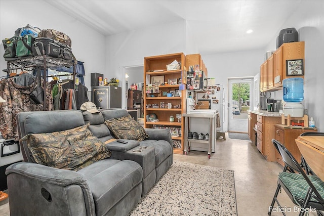 2539 Daisy Ln, Middleville, MI 49333 - living room featuring concrete flooring and recessed lighting