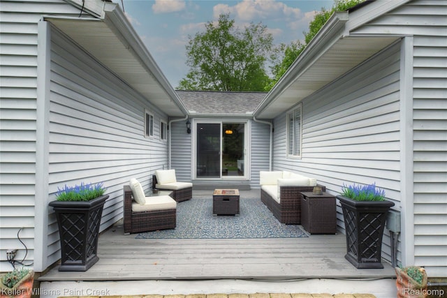 1320 W Drahner Rd, Oxford, MI 48371 - wooden deck with an outdoor living space with a fire pit