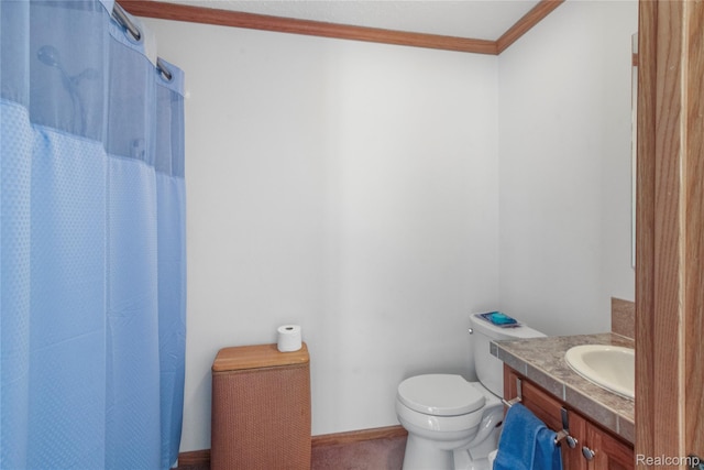 3933 Benjamin Way, Monroe, MI 48161 - bathroom with ornamental molding, vanity, and curtained shower