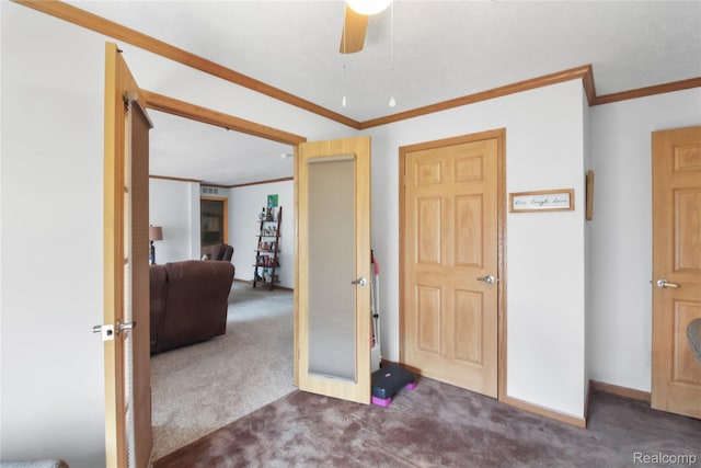 3933 Benjamin Way, Monroe, MI 48161 - carpeted bedroom with crown molding and a ceiling fan