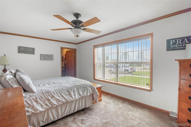 3933 Benjamin Way, Monroe, MI 48161 - bedroom featuring carpet, ornamental molding, and ceiling fan