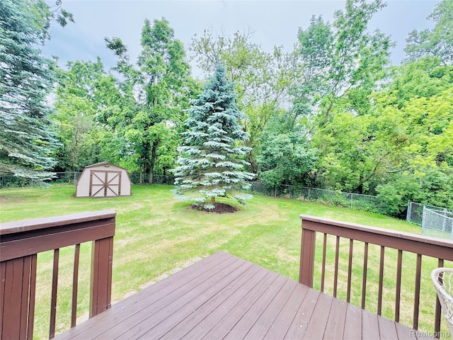 694 Robar Cir, Commerce Twp, MI 48386 - wooden terrace featuring a storage shed