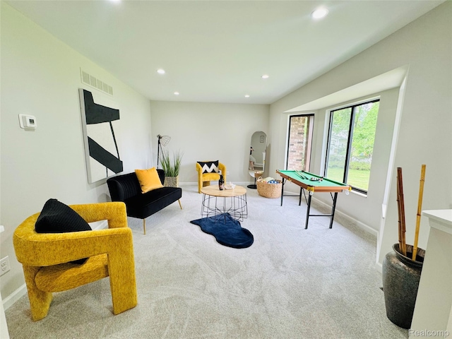 694 Robar Cir, Commerce Twp, MI 48386 - living area featuring carpet, recessed lighting, and billiards