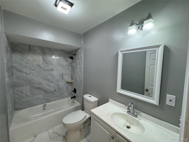 14276 Hobart Ave, Warren, MI 48089 - bathroom featuring vanity, marble finish flooring, and shower / tub combination