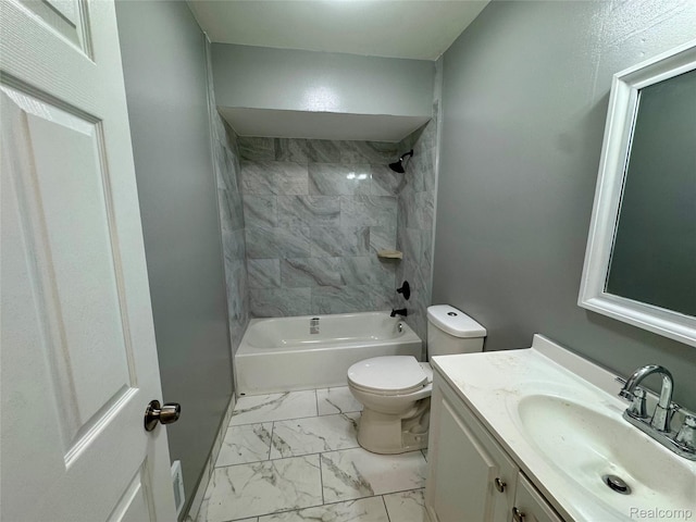 14276 Hobart Ave, Warren, MI 48089 - bathroom with marble look tiles, vanity, and washtub / shower combination