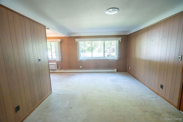 3400 Elizabeth Dr Unit 4, Trenton, MI 48183 - carpeted spare room with wooden walls, baseboard heating, and an AC wall unit
