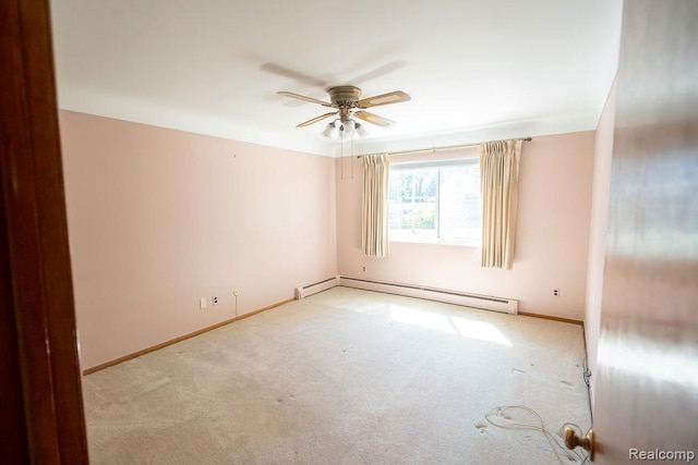 3400 Elizabeth Dr Unit 4, Trenton, MI 48183 - empty room featuring a baseboard radiator, a ceiling fan, and carpet