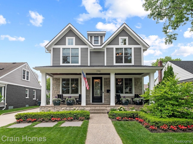1790 Washington Blvd, Birmingham, MI 48009 - view of front of property featuring stone siding and covered porch