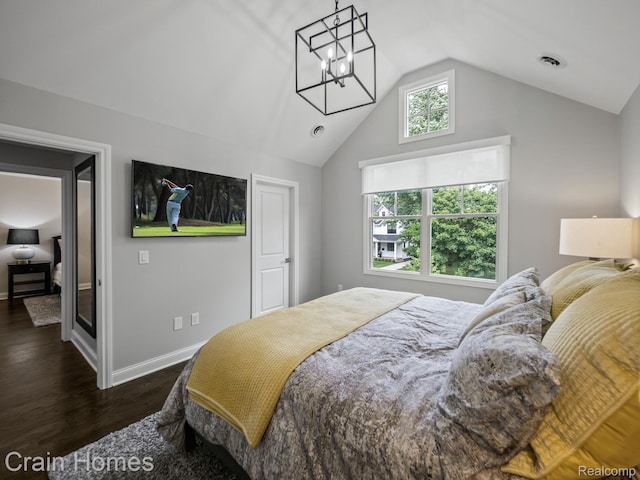 1790 Washington Blvd, Birmingham, MI 48009 - bedroom featuring lofted ceiling and dark wood finished floors