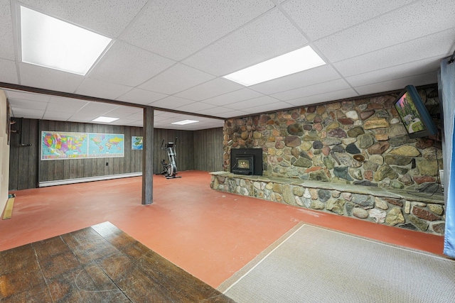 4301B W Sanborn Rd, Lake City, MI 49651 - finished below grade area with a paneled ceiling and wooden walls