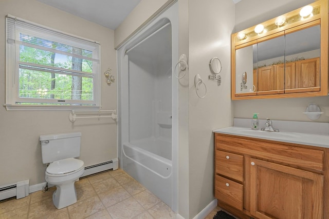 4301B W Sanborn Rd, Lake City, MI 49651 - full bathroom with baseboard heating, vanity, and shower / washtub combination