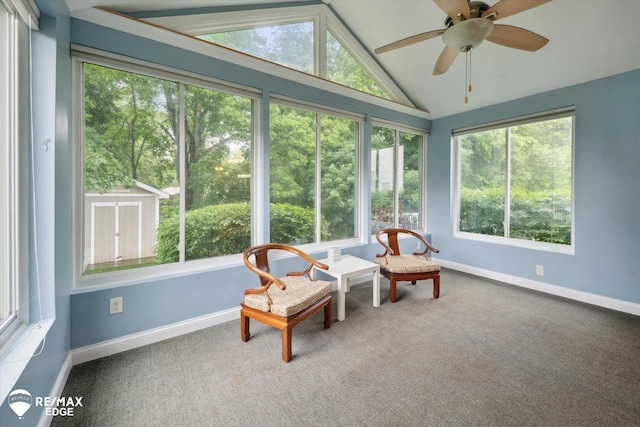 11419 Autumn Breeze Trl, Clio, MI 48420 - sunroom with lofted ceiling and carpet floors