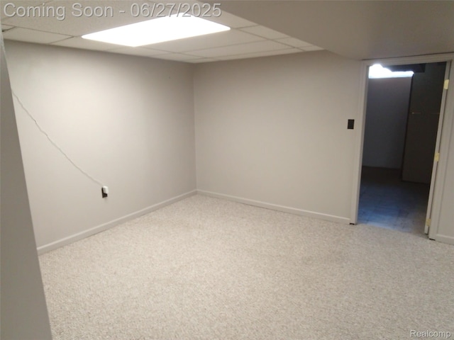 8283 Christine St, Warren, MI 48093 - finished below grade area featuring a paneled ceiling and carpet floors