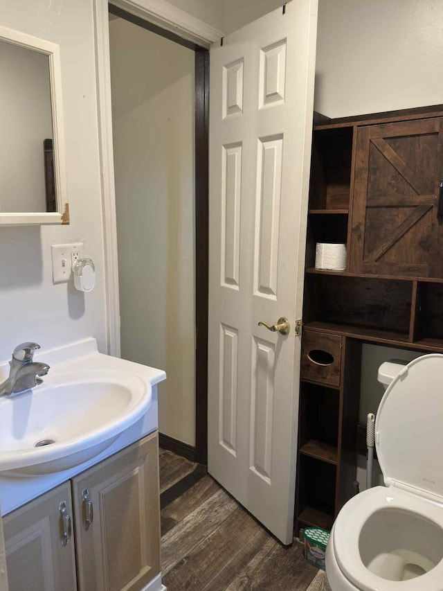 57993 Oak Park Rd, Three Rivers, MI 49093 - bathroom featuring wood finished floors and vanity