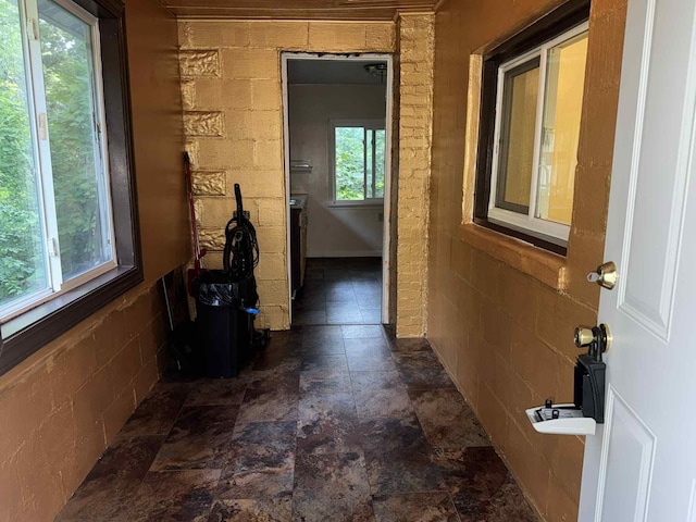 57993 Oak Park Rd, Three Rivers, MI 49093 - hallway featuring dark stone finish flooring