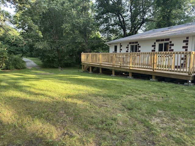 57993 Oak Park Rd, Three Rivers, MI 49093 - view of grassy yard with a wooden deck
