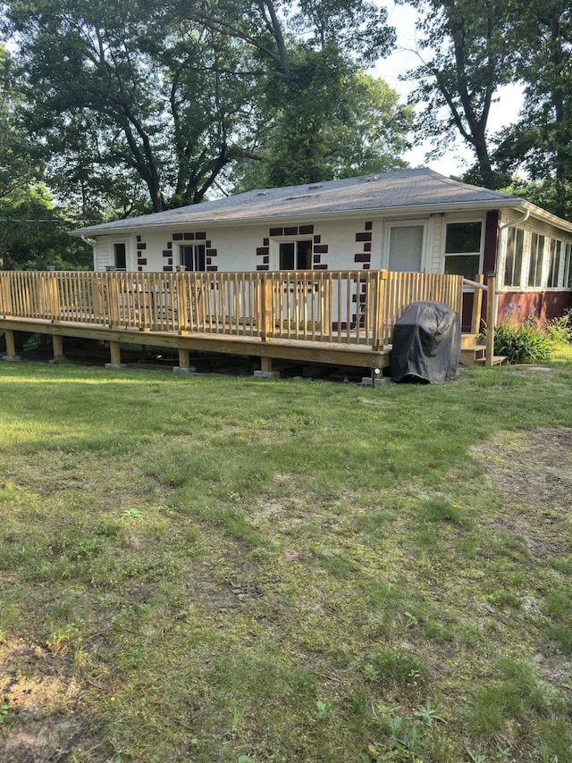 57993 Oak Park Rd, Three Rivers, MI 49093 - back of house with a deck and a lawn