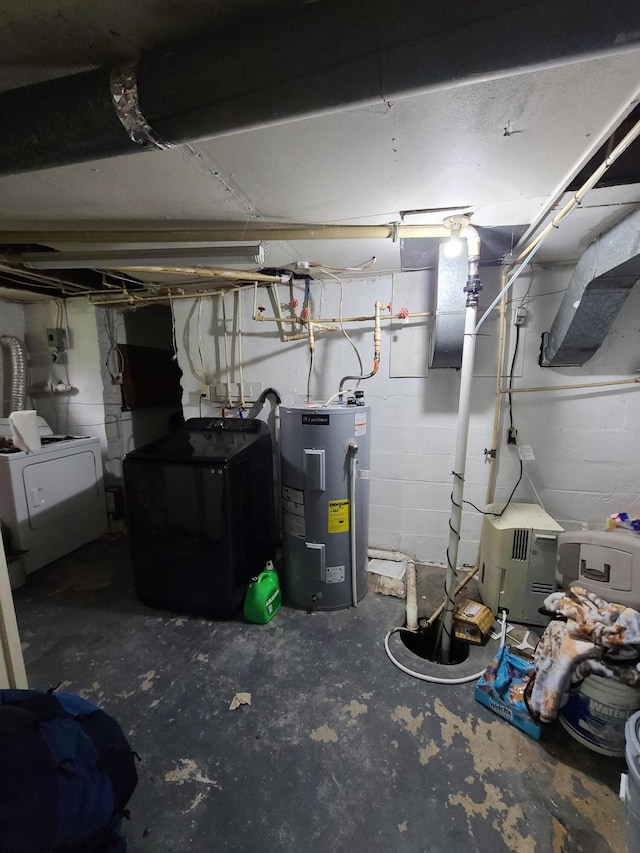 901 Helena Ave, Jackson, MI 49203 - unfinished basement featuring water heater and concrete block wall