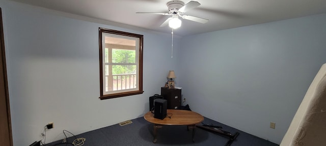 8867 W Garfield Rd, Shelby, MI 49455 - interior space featuring ceiling fan and carpet flooring