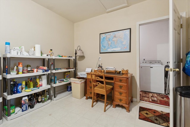 9422 Timber Ridge Dr, Grand Blanc, MI 48439 - office area with washer / dryer and attic access