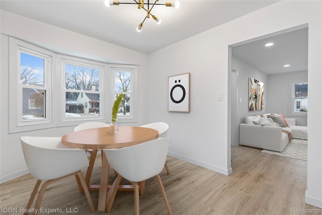 20628 Alger St, Saint Clair Shores, MI 48080 - dining room with light wood-style flooring, a chandelier, and recessed lighting