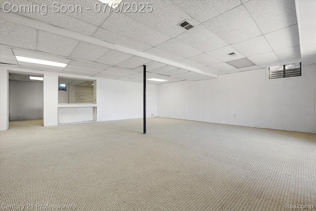 291 N Baldwin Rd, Clarkston, MI 48348 - finished basement with carpet floors and a drop ceiling