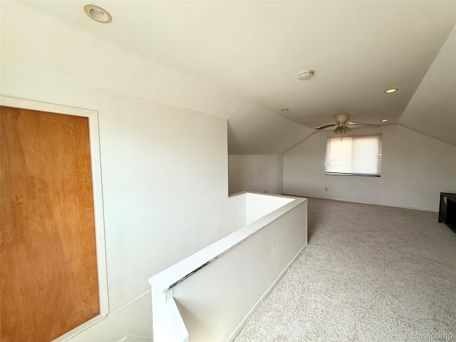 8121 Marian St, Warren, MI 48093 - additional living space with vaulted ceiling, carpet, ceiling fan, and recessed lighting